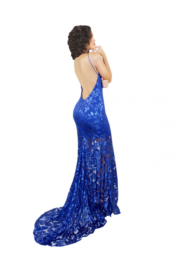 Lace Mermaid Long Sleeveless Open Back Semi Formal Evening Dress / Prom Dress / Bridesmaid Dress Sheffield