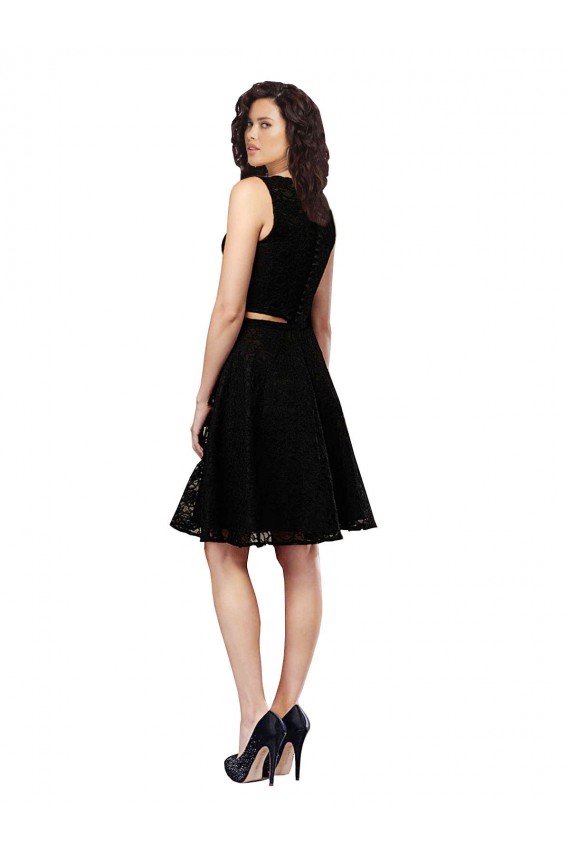 Lace A-Line Knee Length Sleeveless Black Cocktail Dresses Sheffield