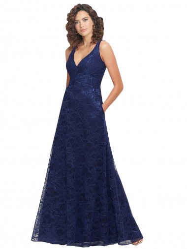 Lace A-Line Long Sleeveless Low Back Bridesmaid Dress Sheffield