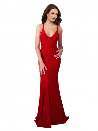 Lace Mermaid Long Sleeveless Low Back Formal Dress / Bridesmaid Dress Sheffield