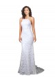 Lace Sheath Sweep Train Sleeveless Low Back Wedding Dress Sheffield