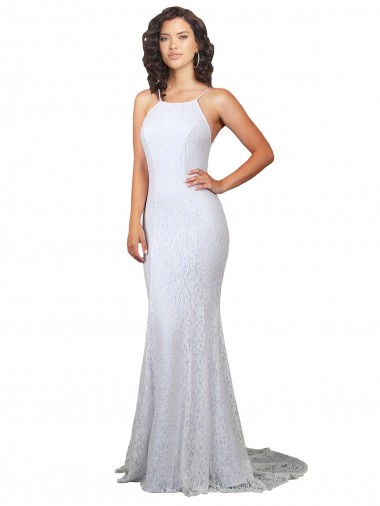 Lace Mermaid Sweep Train Sleeveless Backless Wedding Dress Sheffield