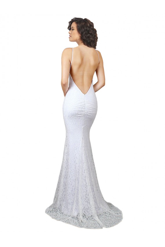 Lace Mermaid Sweep Train Sleeveless Backless Wedding Dress Sheffield