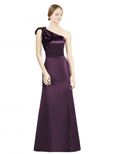Satin Mermaid Long Sleeveless Grape Bridesmaid Dress Sheffield