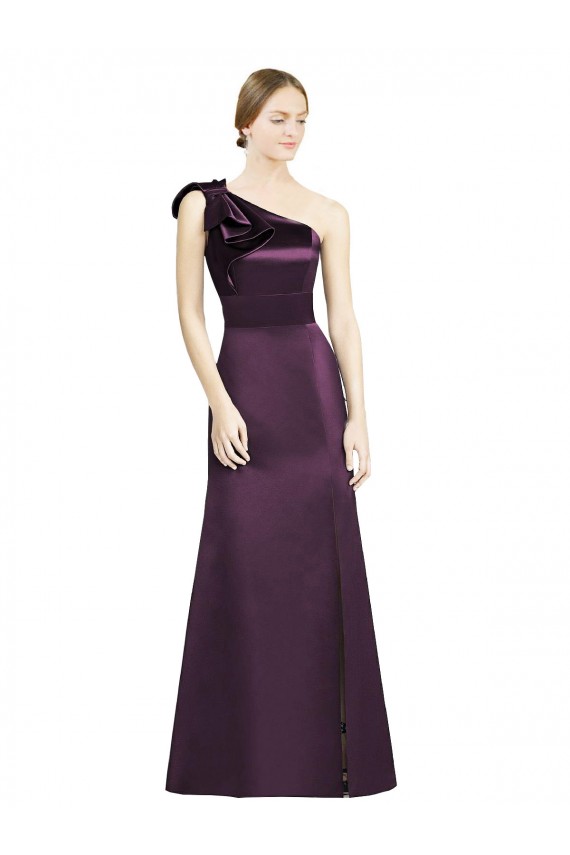 Satin Mermaid Long Sleeveless Grape Bridesmaid Dress Sheffield