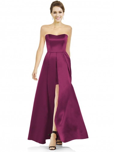 Satin A-Line Long Sleeveless Merlot Bridesmaid Dress Sheffield