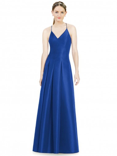 Satin A-Line Long Sleeveless Criss Cross Open Back Bridesmaid Dress Sheffield