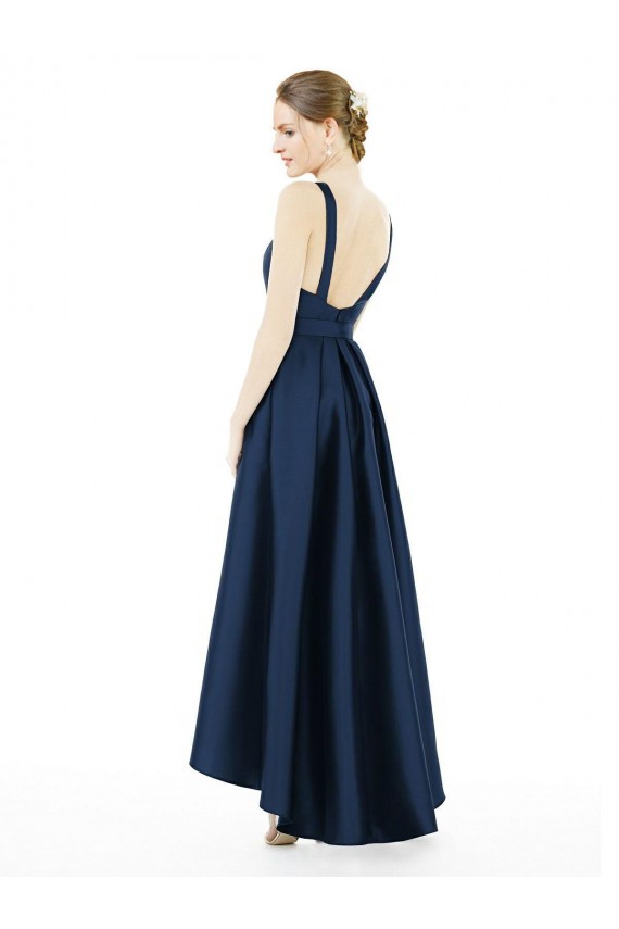 Satin A-Line Long Sleeveless High Low Bridesmaid Dress Sheffield