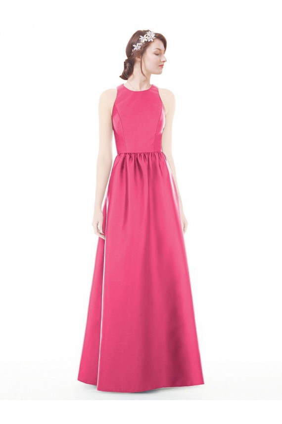Satin A-Line Long Sleeveless Keyhole Back Bridesmaid Dress Sheffield