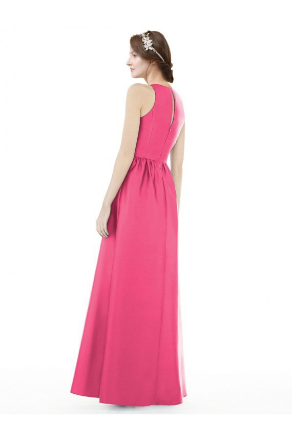 Satin A-Line Long Sleeveless Keyhole Back Bridesmaid Dress Sheffield