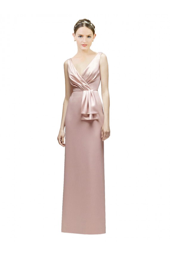 Satin Sheath Long Sleeveless V-Back Bridesmaid Dress Sheffield