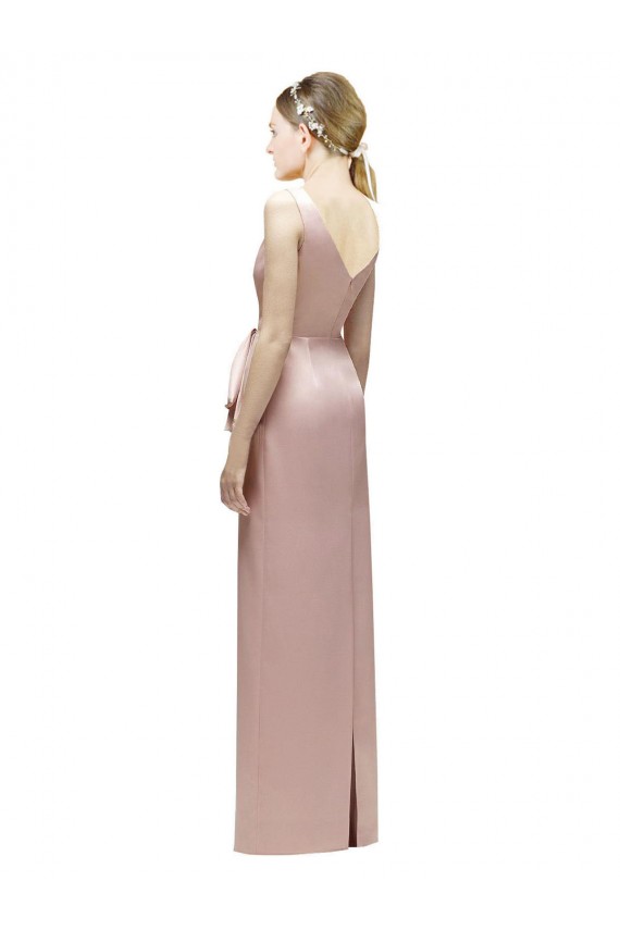 Satin Sheath Long Sleeveless V-Back Bridesmaid Dress Sheffield