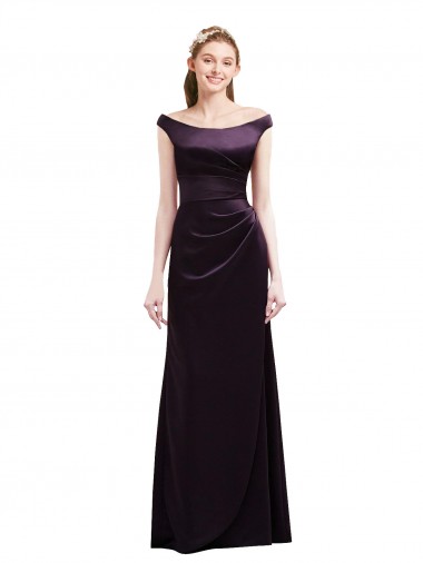 Satin A-Line Long Cap Sleeves Bridesmaid Dress Sheffield