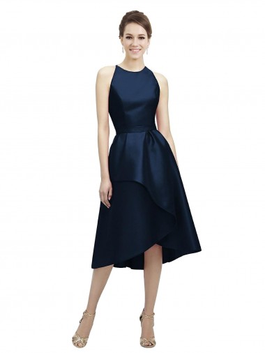 Satin A-Line Tea Length Sleeveless High Low Bridesmaid Dress Sheffield