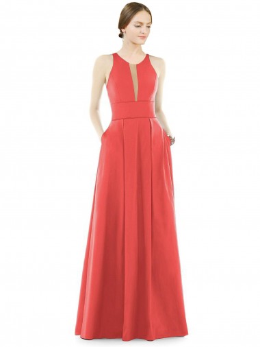 Satin A-Line Long Sleeveless Firecracker Bridesmaid Dress Sheffield