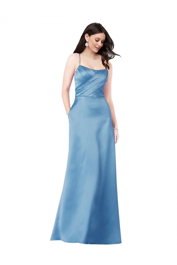 Satin Sheath Long Sleeveless Criss Cross Back Formal Evening Gown / Prom Dress / Bridesmaid Dress Sheffield