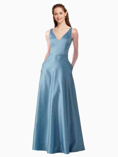 Satin A-Line Long Sleeveless Black Tie Prom Dress / Bridesmaid Dress Sheffield