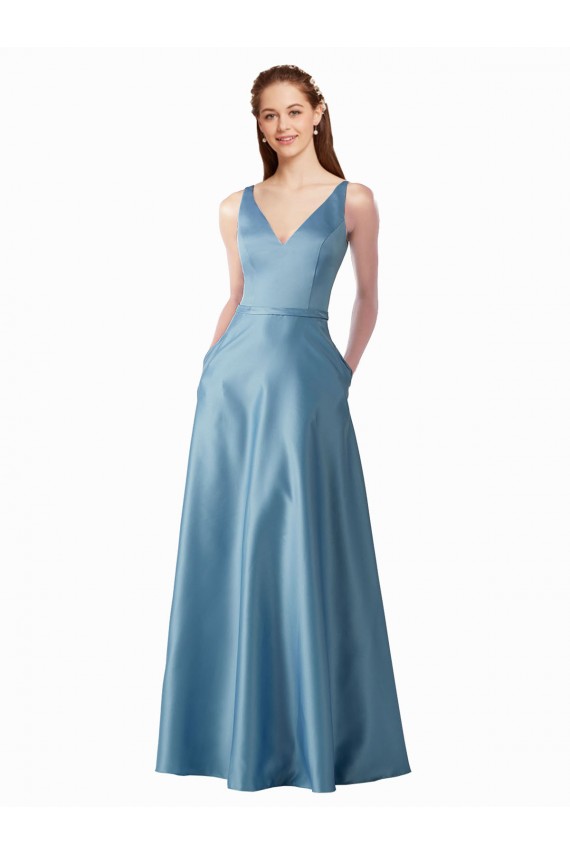 Satin A-Line Long Sleeveless Black Tie Prom Dress / Bridesmaid Dress Sheffield