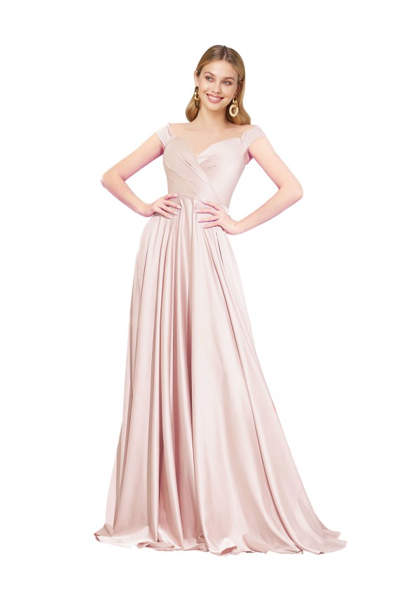 Satin A-Line Long Sleeveless Pink Prom Dresses Sheffield