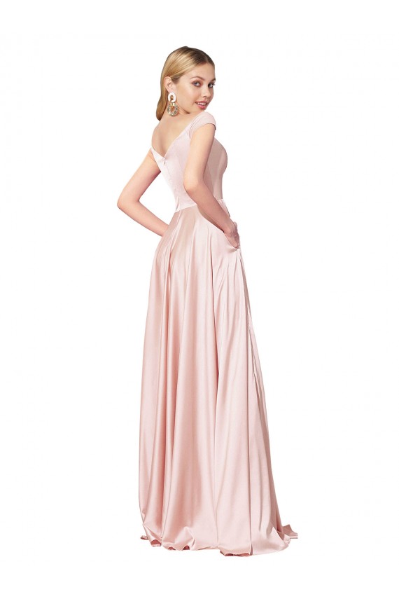 Satin A-Line Long Sleeveless Pink Prom Dresses Sheffield