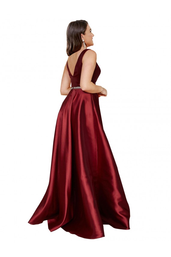 Satin A-Line Long Sleeveless V-Back Formal Plus Size Evening Gown / Prom Dress / Bridesmaid Dress Sheffield