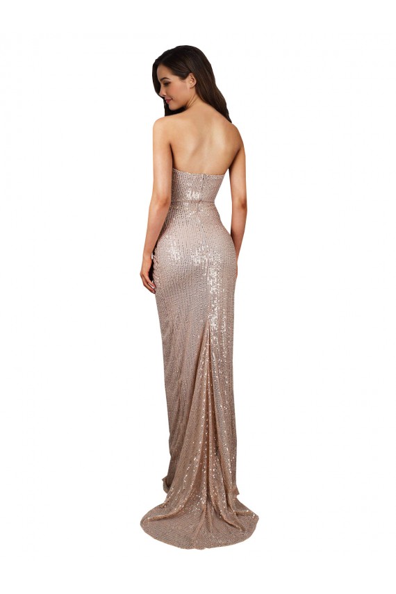 Sequin Mermaid Long Sleeveless Low Back High Slit Prom Dresses Sheffield