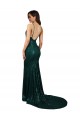 Sequin Mermaid Long Sleeveless Low Back Dark Green Prom Dresses Sheffield