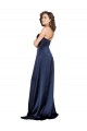 Silk like Satin A-Line Long Sleeveless Low Back High Side Slit Prom Dresses Sheffield