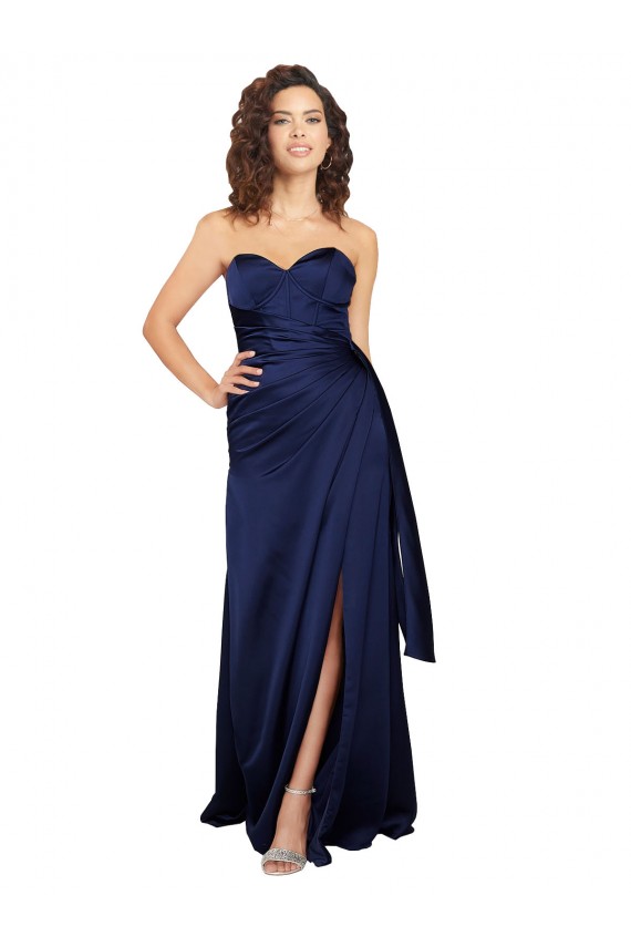 Silk like Satin A-Line Long Sleeveless Sapphire Formal Evening Gown / Prom Dress / Bridesmaid Dress Sheffield