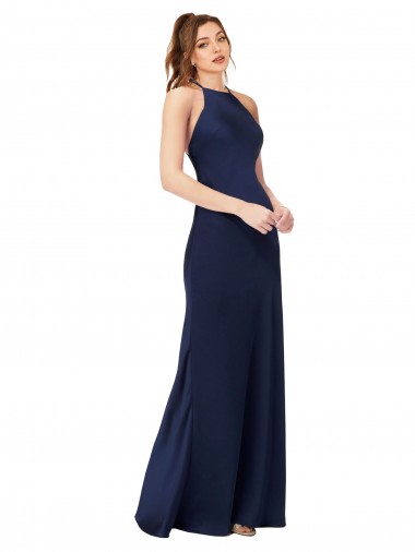 Silk like Satin Sheath Long Sleeveless Criss Cross Back Formal Evening Gown / Prom Dress / Bridesmaid Dress Sheffield