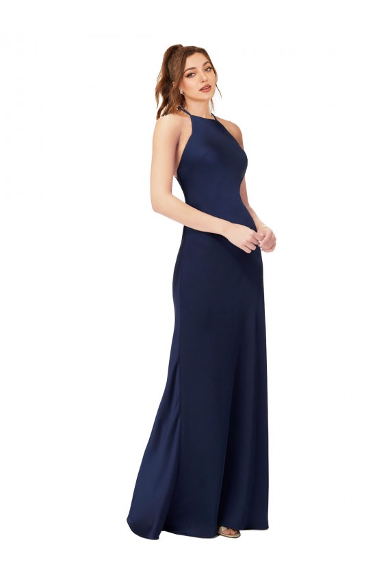 Silk like Satin Sheath Long Sleeveless Criss Cross Back Formal Evening Gown / Prom Dress / Bridesmaid Dress Sheffield