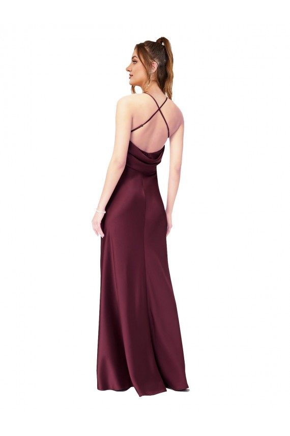 Silk like Satin Sheath Long Sleeveless Criss Cross Back Black Tie Evening Gown / Prom Dress / Bridesmaid Dress Sheffield