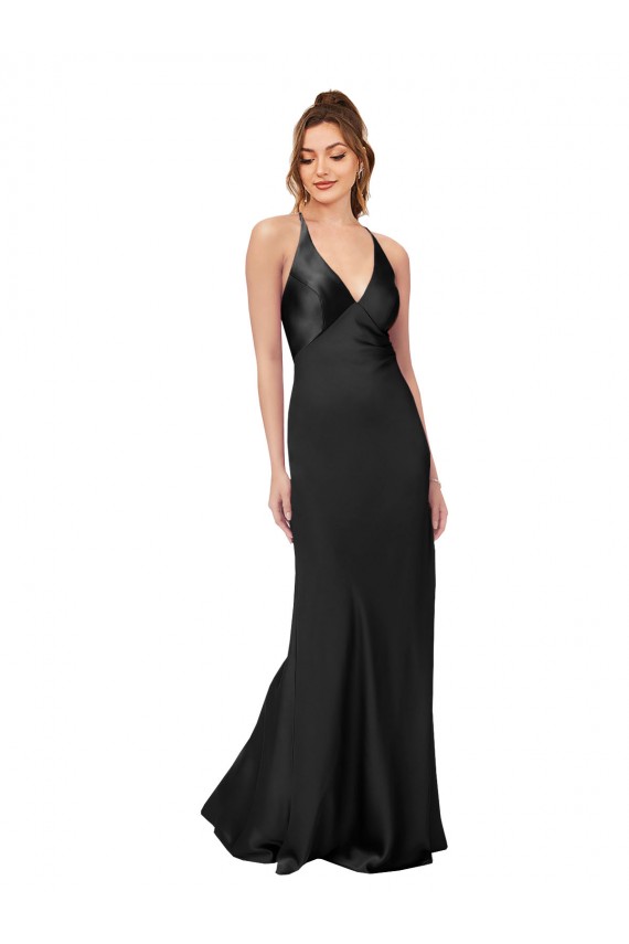 Silk like Satin Sheath Long Sleeveless Criss Cross Back Black Tie Evening Gown / Prom Dress / Bridesmaid Dress Sheffield