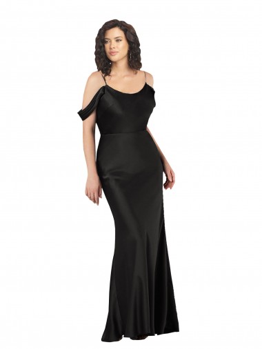 Silk like Satin Long Sleeveless Off the Shoulder Low Back Prom Dresses Sheffield