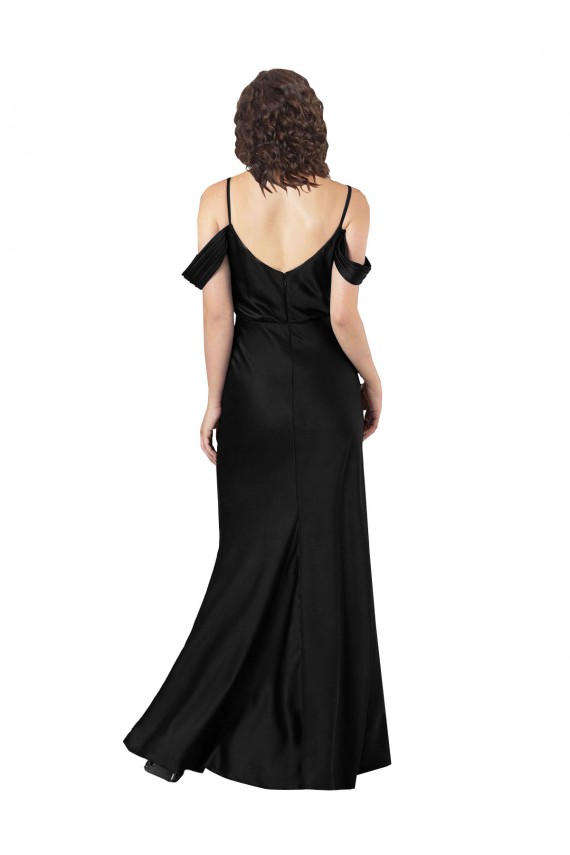 Silk like Satin Long Sleeveless Off the Shoulder Low Back Prom Dresses Sheffield