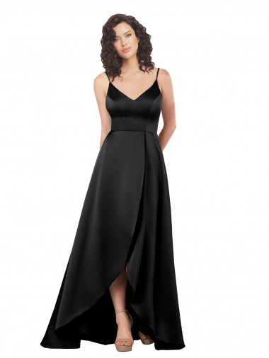 Silk like Satin A-Line Sleeveless Black High Low Evening Gown / Prom Dress / Bridesmaid Dress Sheffield