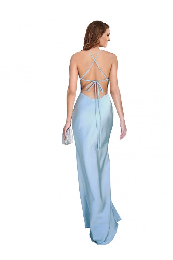 Silk like Satin Sheath Sheath Sleeveless Light Sky Blue Formal Evening Gown / Prom Dress / Bridesmaid Dress Sheffield