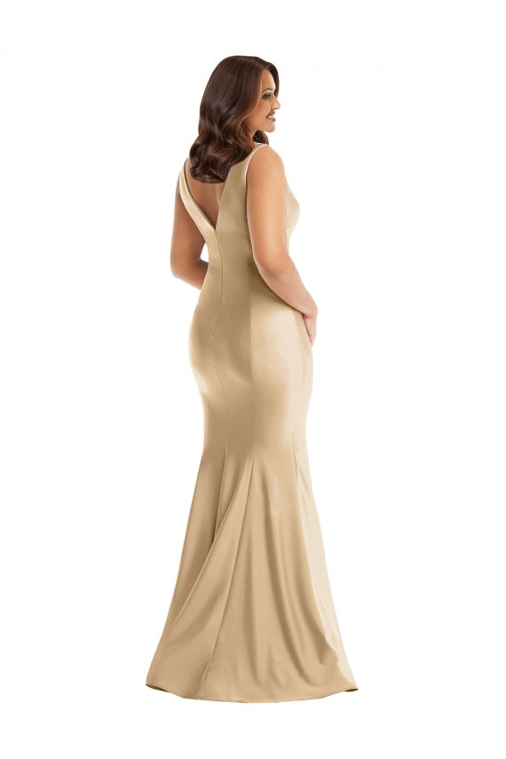 Silk like Satin Mermaid Long Sleeveless V-Back Formal Plus Size Evening Gown / Prom Dress / Bridesmaid Dress Sheffield