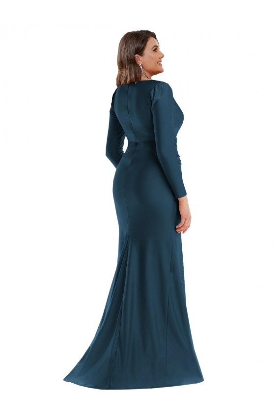 Silk like Satin Mermaid Long Long Sleeves Formal Plus Size Evening Gown / Prom Dress / Bridesmaid Dress Sheffield