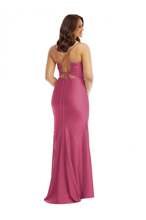 Silk like Satin Mermaid Long Sleeveless Tie Back Formal Plus Size Evening Gown / Prom Dress / Bridesmaid Dress Sheffield