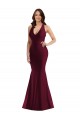 Silk like Satin Mermaid Long Sleeveless Open Back Burgundy Prom Dresses Sheffield