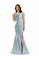 Silk like Satin Mermaid Long Sleeveless Light Sky Blue Prom Dresses Sheffield