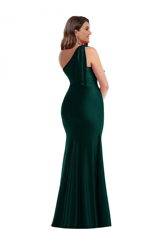 Silk like Satin Mermaid Long Sleeveless Front Slit Prom Dresses Sheffield