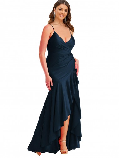 Silk like Satin Mermaid Long Sleeveless High Low Plus Size Evening Gown / Prom Dress / Bridesmaid Dress Sheffield