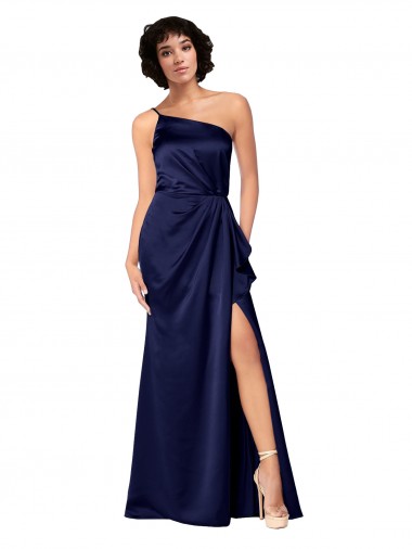 Silk like Satin A-Line Long Sleeveless Skirt Slit Prom Dresses Sheffield