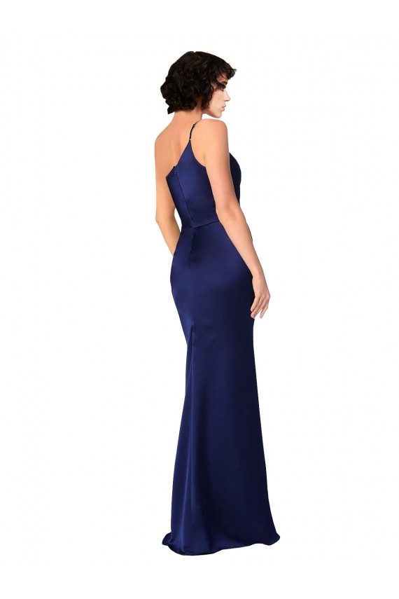 Silk like Satin A-Line Long Sleeveless Skirt Slit Prom Dresses Sheffield
