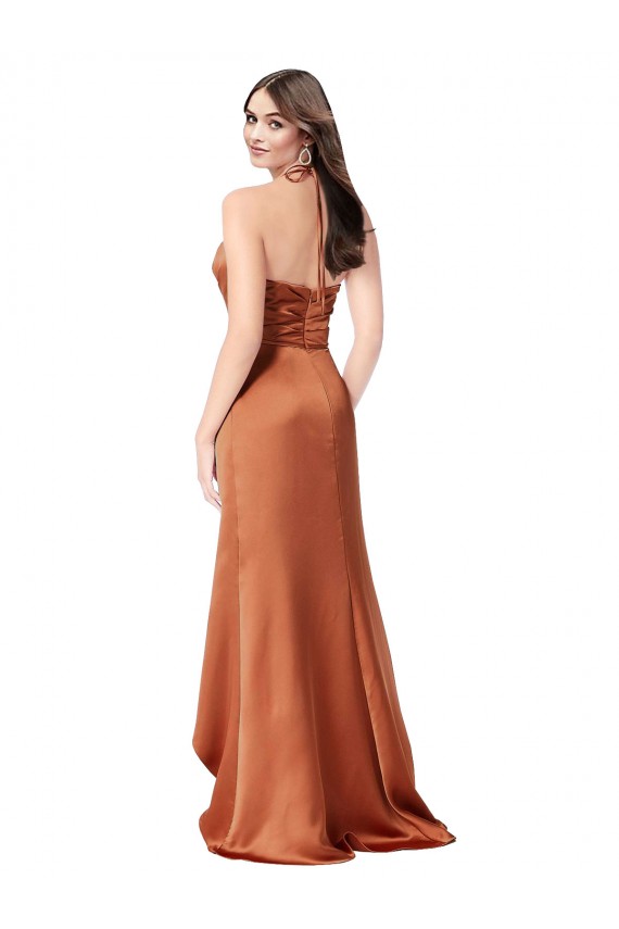 Silk like Satin A-Line Long Sleeveless Low Back High Low Evening Gown / Prom Dress / Bridesmaid Dress Sheffield