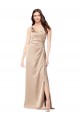 Silk like Satin A-Line Long Sleeveless Low Back Champagne Pink Prom Dresses Sheffield