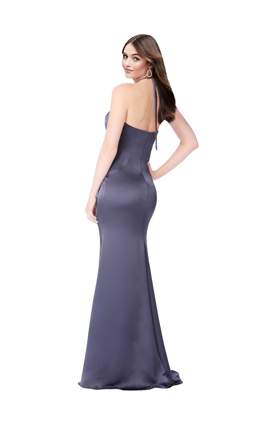 Silk like Satin Mermaid Long Sleeveless Low Back Dusk Prom Dresses Sheffield