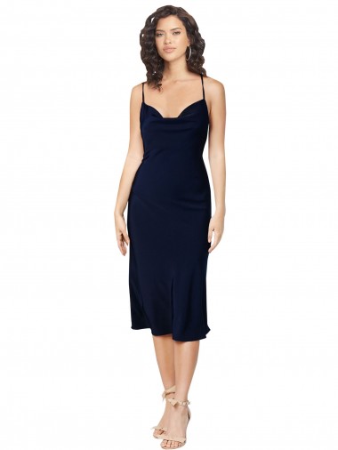 Silk like Satin A-Line Midi Length Sleeveless Criss Cross Open Back Formal Evening Gown / Prom Dress / Bridesmaid Dress Sheffield